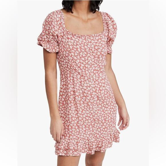 Lost + Wander Floral Madison Mini Dress Coral Medium New - Picture 14 of 16